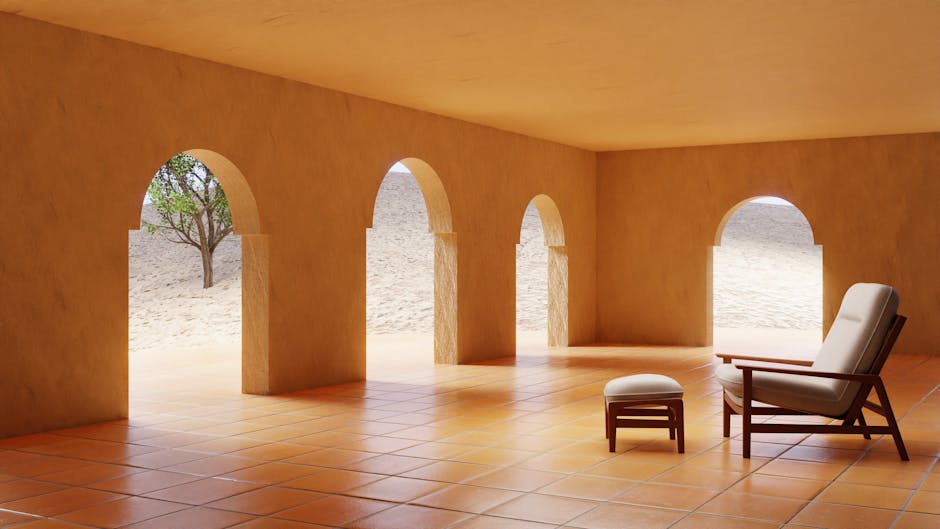 Minimalist wellness space with arches representing clarity and peace